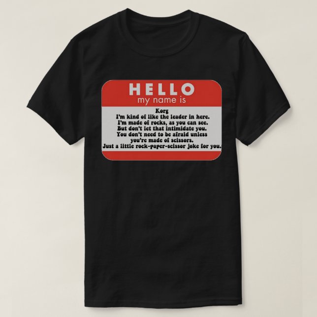 Camiseta Hola mi nombre es Korg Pegatina Copy (Diseño del anverso)