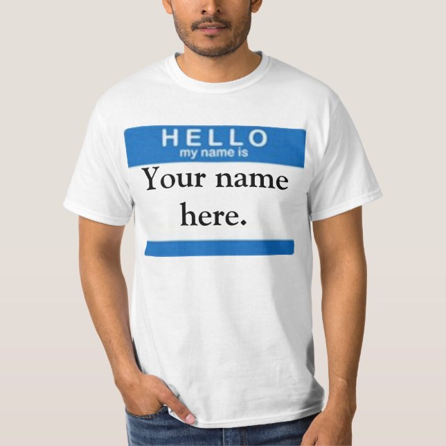 Camiseta HOLA mi nombre es pegatina (Anverso)