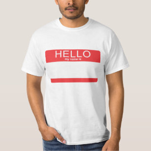 Camiseta Hola mi nombre es plantilla en blanco