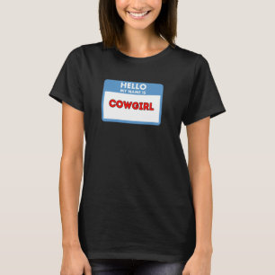 Camiseta Hola Mi Nombre es Vaquera - Regalos Tema Etiquetas