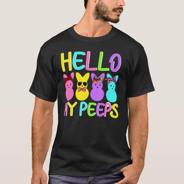 Camiseta Hola Mi Pëp Feliz Pascua Bunny Eggs Hombres Mujere (Anverso)