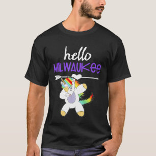 Camiseta Hola Milwaukee Wisconsin Dabbing Unicorn Divertido