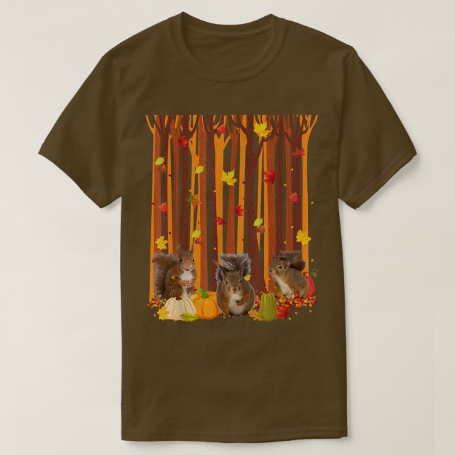 Camiseta Hola Moda de la ardilla de otoño maple de la hoja  (Diseño del anverso)