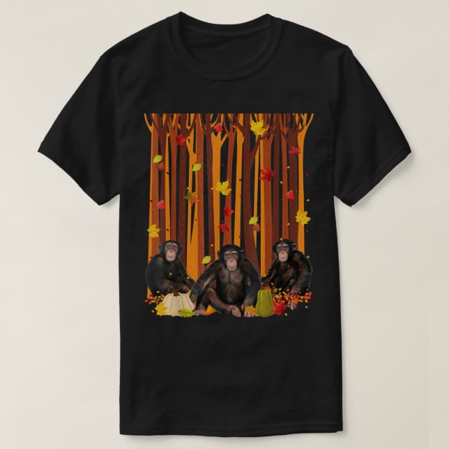 Camiseta Hola Mono Otoño Maple Leaf Fall Calabaza Mens W (Diseño del anverso)