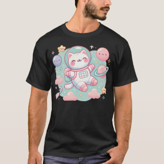 Camiseta Hola, mundo hermoso dice gato astronauta