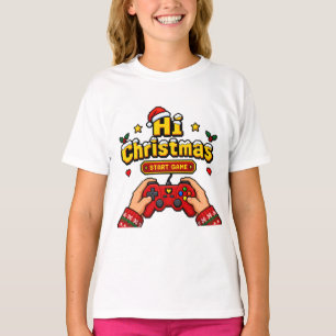 Camiseta Hola Navidad Comienza Juego 8-Bit Gamer Navidad Pi