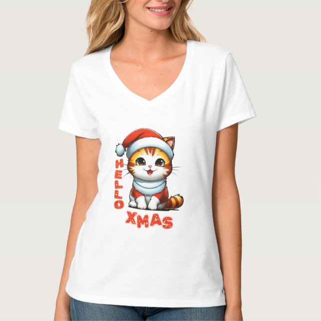 Camiseta Hola Navidad - Navidades de felpa con traje de San (Anverso)