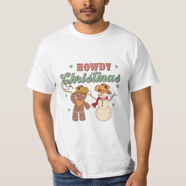 Camiseta Hola Navidad Vaquero Muñeco de Nieve Occidental Di (Anverso)