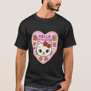 Camiseta Hola niña de quinto grado gatito gato espalda