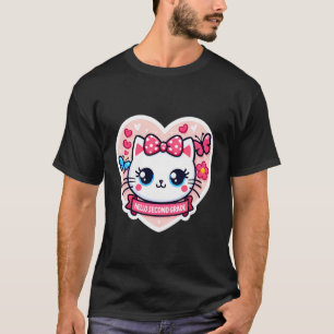 Camiseta Hola niña de segundo grado gatito gato espalda