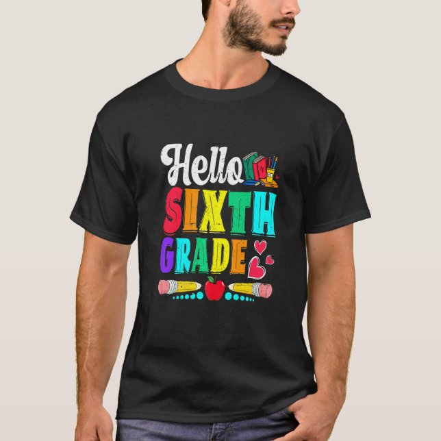 Camiseta Hola Niños De Sexto Grado Cute De Vuelta A La Escu (Anverso)
