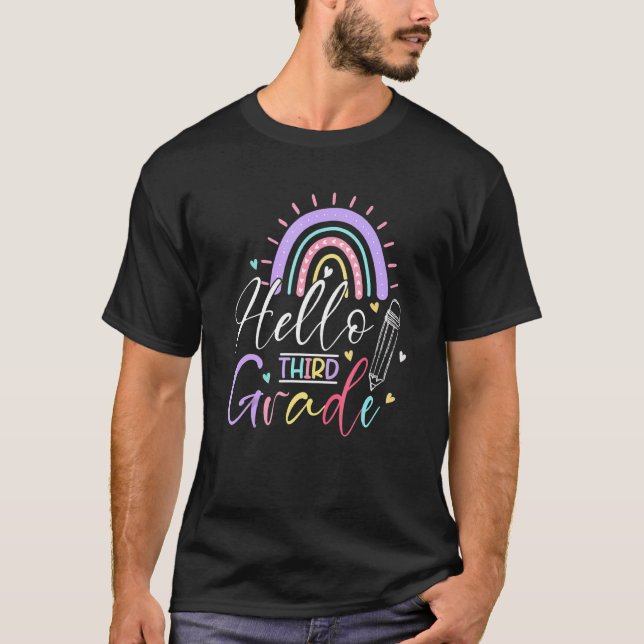 Camiseta Hola, niños de tercer grado vuelven a la escuela t (Anverso)