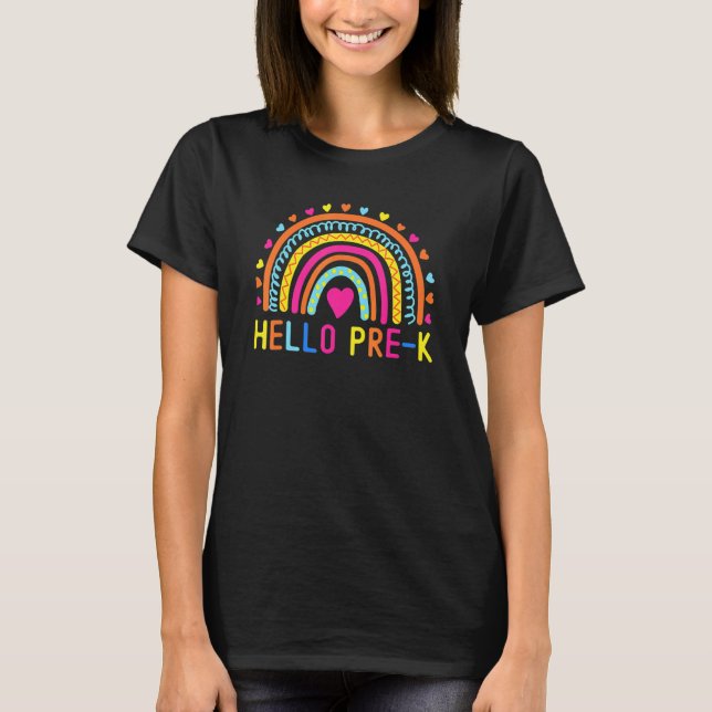 Camiseta Hola niños preescolares del arco iris de preescola (Anverso)