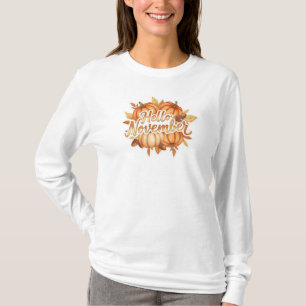 Camiseta Hola Noviembre - Diseño Acogedor de Otoño