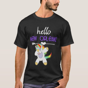 Camiseta Hola Nueva Orleans Louisiana Dabbing Unicorn Funny