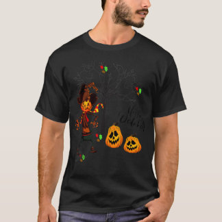Camiseta Hola Octubre otoño deja a Jack O' Lantern Fall S