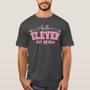 Camiseta Hola Once Est 2014 Coqueta Lazo Cumpleaños 11