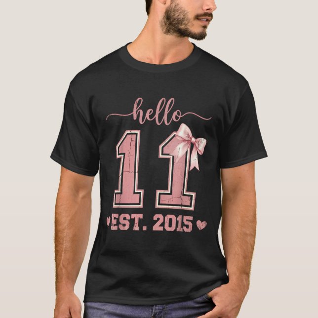 Camiseta Hola once est 2015 cumpleaños 11 coqueta 11 (Anverso)