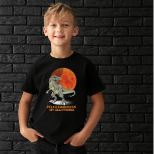 Camiseta Hola Oscuridad Mi viejo amigo Dinosaur Sun Naranja