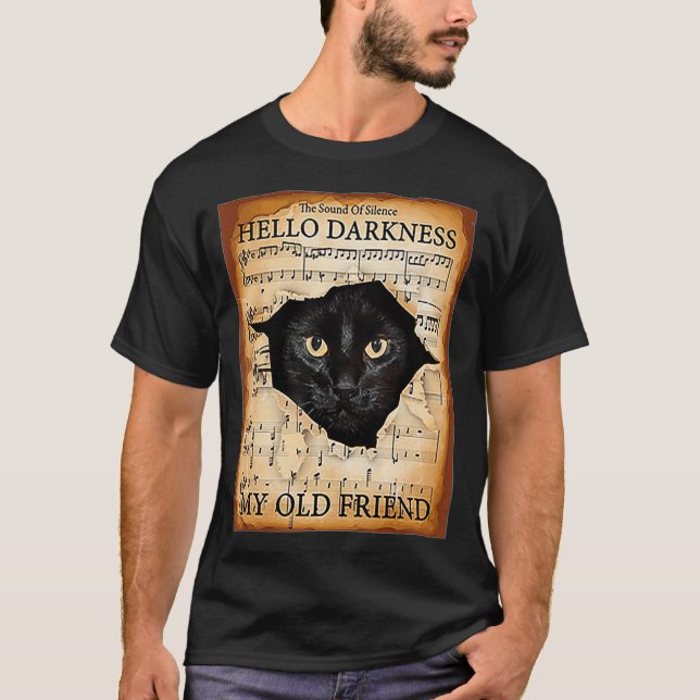 Camiseta Hola oscuridad mi viejo amigo gato (2) (Anverso)