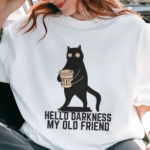 Camiseta Hola oscuridad mi viejo amigo Gato divertido Café