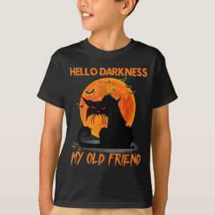 Camiseta Hola oscuridad mi viejo amigo Halloween gato negro