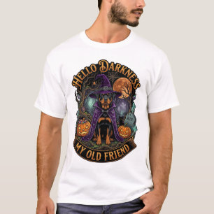 Camiseta Hola oscuridad viejo amigo Rottweiler perro bruja