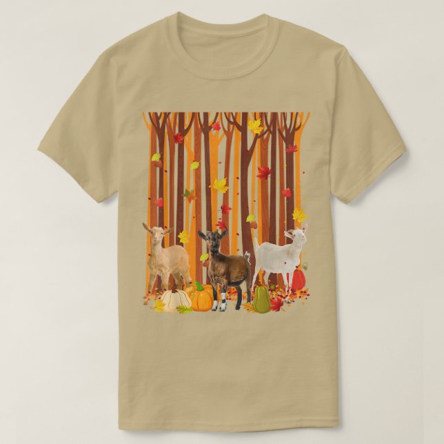 Camiseta Hola Otoño Cabra Maple Leaf Fall Calabaza Mens Wom (Diseño del anverso)
