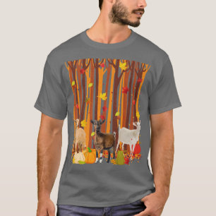 Camiseta Hola Otoño Cabra Maple Leaf Fall Calabaza Mens Wom