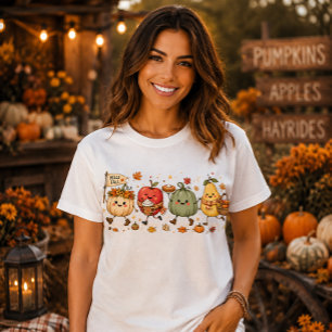 Camiseta Hola Otoño Cute Calabaza Manzana Pera Cosecha De O