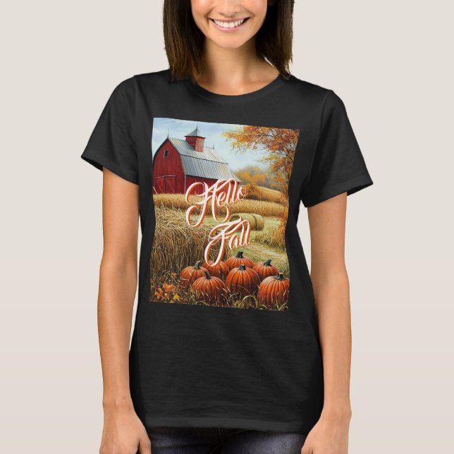 Camiseta Hola otoño Día de Acción de Gracias Calabazas de g (Anverso)