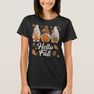 Camiseta Hola otoño, divertidos gnomos de otoño, hojas de o