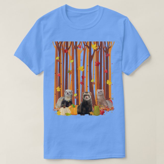 Camiseta Hola Otoño Ferret Maple Leaf Fall Pumpkin Mens W (Diseño del anverso)