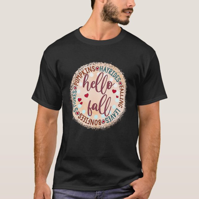 Camiseta Hola otoño Hayrides Bonfires Pumpkins Su2019mores (Anverso)