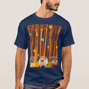 Camiseta Hola Otoño Hedgehog Maple Leaf Fall Pumpkin Mens