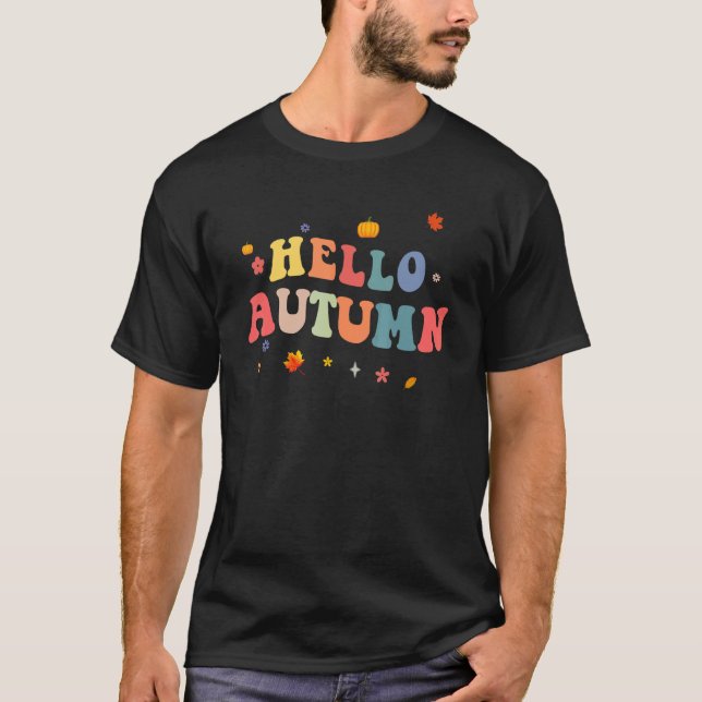 Camiseta Hola otoño Hola otoño Retro Groovy otoño otoño 1 (Anverso)