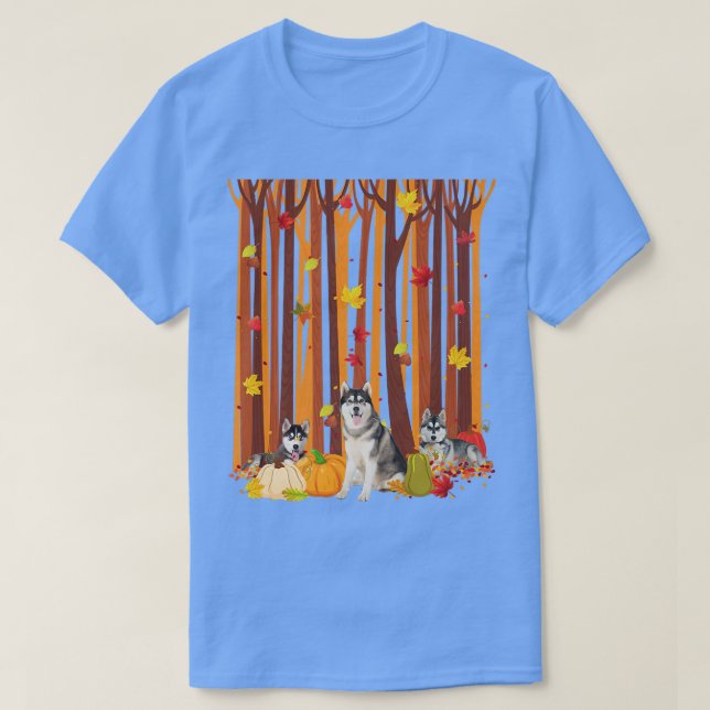 Camiseta Hola Otoño Husky Hosta de Maple Fall Pumpkin Mens  (Diseño del anverso)