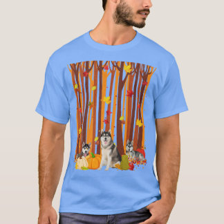 Camiseta Hola Otoño Husky Hosta de Maple Fall Pumpkin Mens
