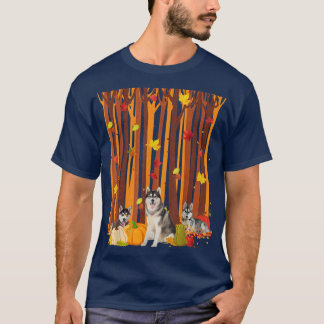 Camiseta Hola Otoño Husky Hosta de Maple Fall Pumpkin Mens