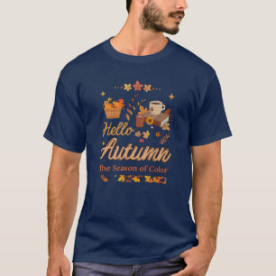 Camiseta Hola Otoño - La temporada de los colores cae hojas