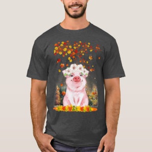 Camiseta Hola Otoño Maple Pig Leaf Fall Cute Pigs Lover