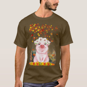 Camiseta Hola Otoño Maple Pig Leaf Fall Cute Pigs Lover