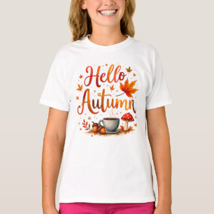 Camiseta Hola otoño, nostalgia acogedora