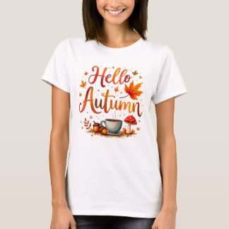 Camiseta Hola otoño, nostalgia acogedora