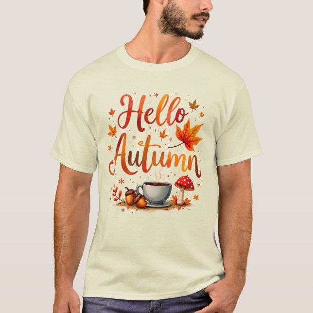 Camiseta Hola otoño, nostalgia acogedora (Anverso)