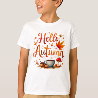 Camiseta Hola otoño, nostalgia acogedora