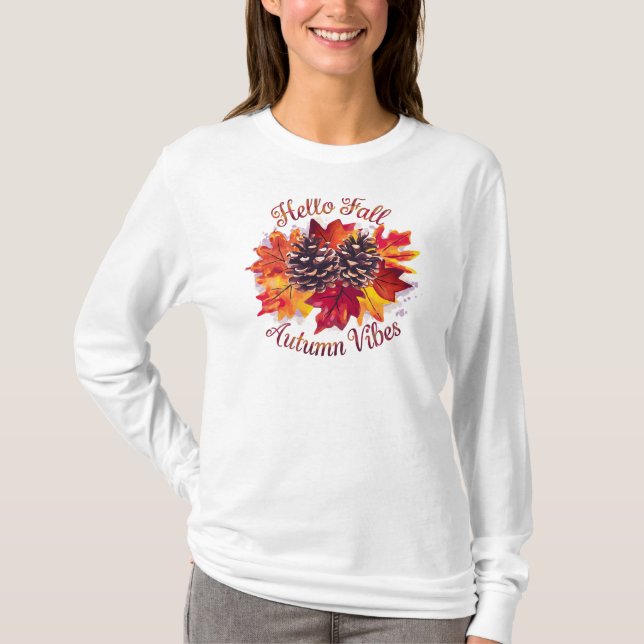 Camiseta Hola otoño, otoño vibes (Anverso)