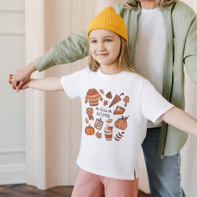 Camiseta Hola Otoño, Otoño Vibes Kids Shirt, Acción de Grac (Subido por el creador)