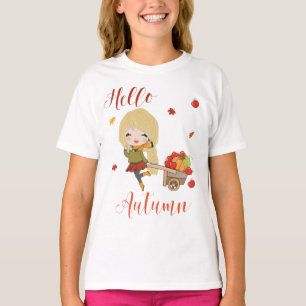 Camiseta Hola Otoño para niñas y mujeres