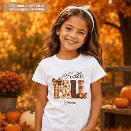 Camiseta Hola Otoño Parche Personalizado Estilo Niñas'